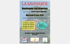 Mercredi 8 Mai 2024 : Rando cyclo La Savoyarde (Montmélian)